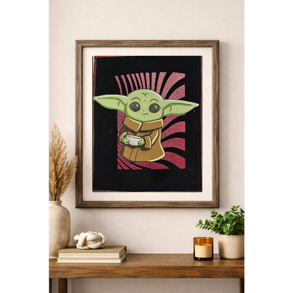 two face threads yoda coffee star wars smalls patch add-on custom upcycled 11x13